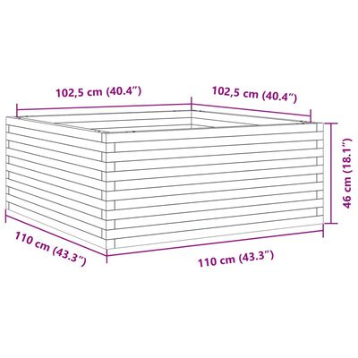 vidaXL impregnált fenyőfa kerti virágtartó 110 x 110 x 46 cm