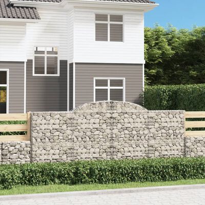 vidaXL 5 db íves horganyzott vas gabion kosár 300x30x120/140 cm