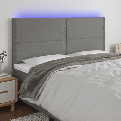 vidaXL sötétszürke szövet LED-es fejtámla 160x5x118/128 cm