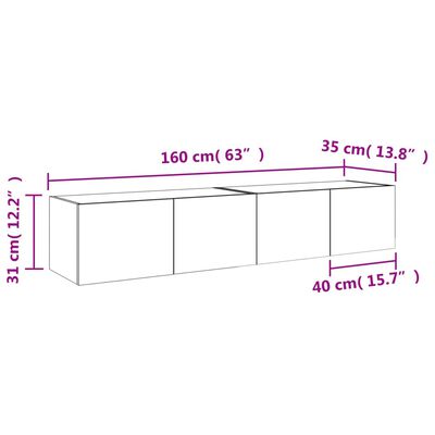 vidaXL 2 db barna tölgyszínű fali TV-szekrény LED-del 80x35x31 cm