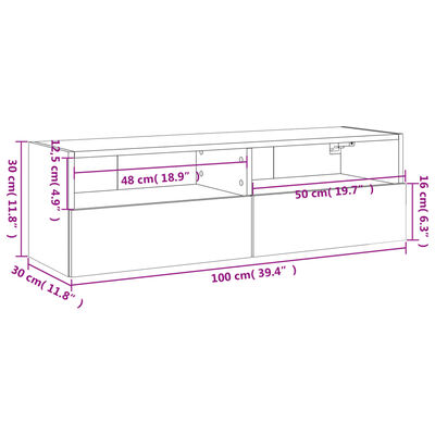 vidaXL szürke sonoma színű szerelt fa TV-szekrény 100 x 30 x 30 cm