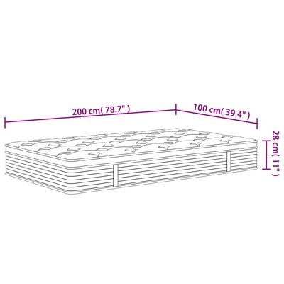 vidaXL közepes plus zsebrugós matrac 100 x 200 cm