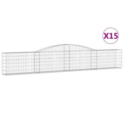 vidaXL 15 db íves horganyzott vas gabion kosár 400x30x60/80 cm