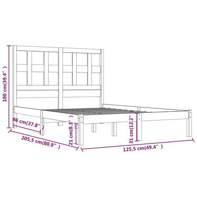 vidaXL fehér tömör fenyőfa ágykeret 120 x 200 cm