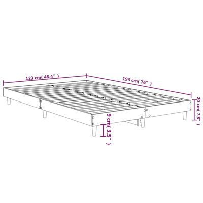 vidaXL barna tölgy színű szerelt fa ágykeret matrac nélkül 120x190 cm