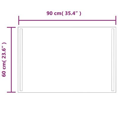 vidaXL LED-es fürdőszobatükör 60x90 cm