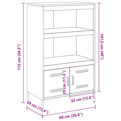 vidaXL antracitszürke acél magasszekrény 68 x 39 x 113 cm