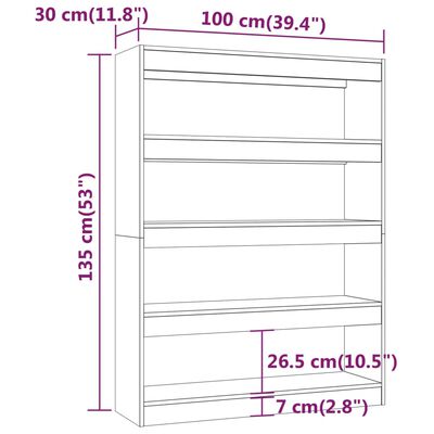 vidaXL fekete könyvszekrény/térelválasztó 100 x 30 x 135 cm