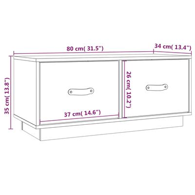 vidaXL fehér tömör fenyőfa TV-szekrény 80 x 34 x 35 cm