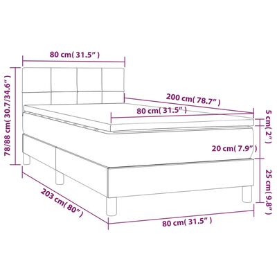 vidaXL krémszínű szövet rugós ágy matraccal 80 x 200 cm