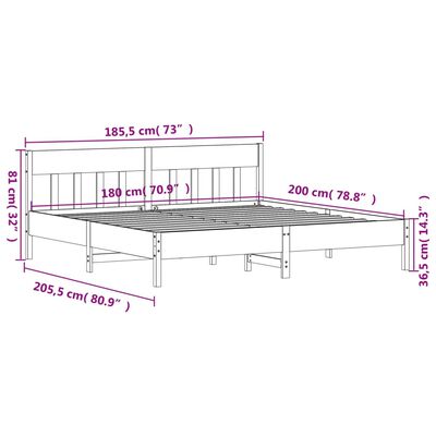 vidaXL fehér tömör fenyőfa ágy matrac nélkül 180 x 200 cm