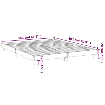 vidaXL sonoma tölgyszínű szerelt fa ágykeret 160 x 200 cm