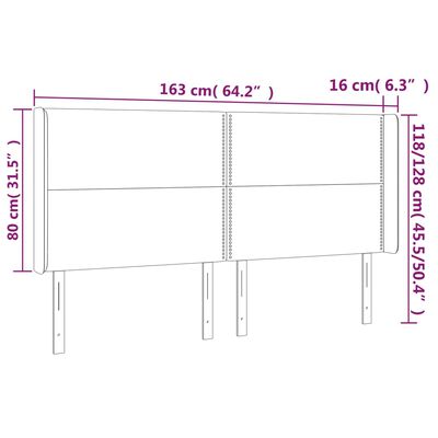 vidaXL sötétbarna szövet fejtámla szárnyakkal 163x16x118/128 cm