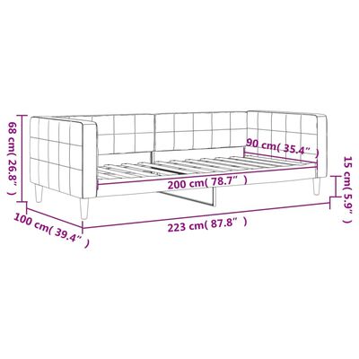 vidaXL fekete bársony kanapéágy 90 x 200 cm