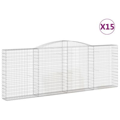 vidaXL 15 db íves horganyzott vas gabion kosár 400x30x140/160 cm