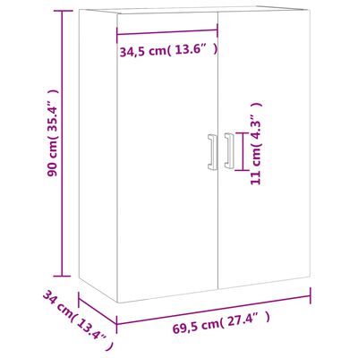 vidaXL barna tölgyszínű fali szekrény 69,5x34x90 cm