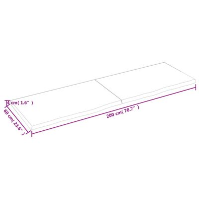 vidaXL világosbarna kezelt tömör tölgyfa fali polc 200 x 60 x (2-4) cm