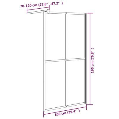 vidaXL sötét edzett üveg zuhanyfal küszöb nélküli zuhanyhoz 100x195cm