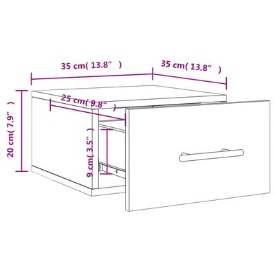 vidaXL 2 db betonszürke falra szerelhető éjjeliszekrény 35x35x20 cm