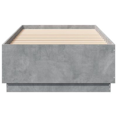 vidaXL betonszürke szerelt fa ágykeret LED-del 100 x 200 cm
