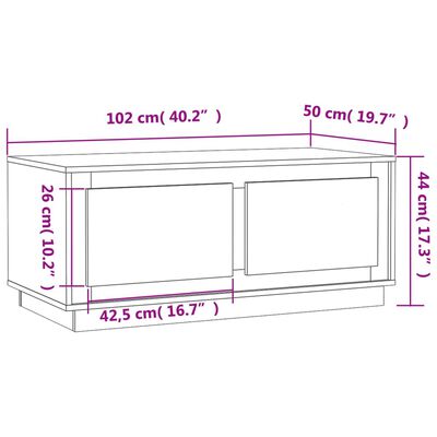 vidaXL magasfényű fehér szerelt fa dohányzóasztal 102 x 50 x 44 cm