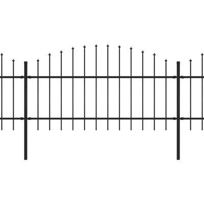 vidaXL fekete lándzsahegy tetejű acélkerítés (1-1,25) x 8,5 m