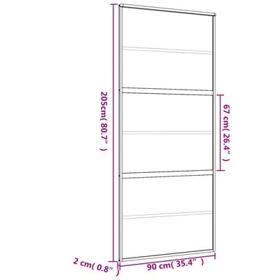 vidaXL aranyszínű ESG tejüveg és alumínium tolóajtó 90 x 205 cm