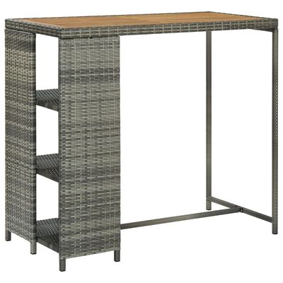 vidaXL szürke polyrattan bárasztal tárolópolccal 120 x 60 x 110 cm