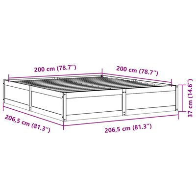 vidaXL tömör fenyőfa ágy matrac nélkül 200 x 200 cm