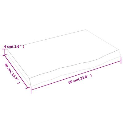 vidaXL kezeletlen tömör tölgyfa asztallap 60x40x(2-4) cm