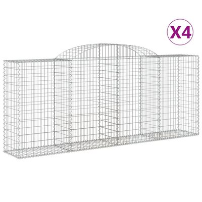 vidaXL 4 db íves horganyzott vas gabion kosár 300x50x120/140 cm