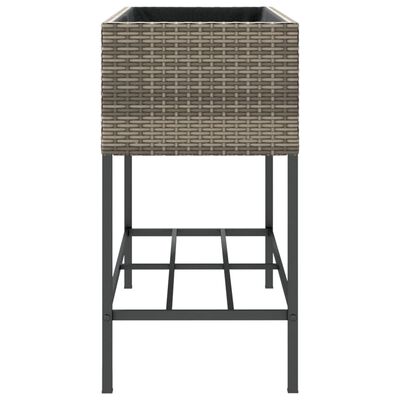 vidaXL 2 db szürke polyrattan kerti ültetőláda polccal 90 x 40 x 75 cm