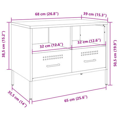 vidaXL mustársárga acél TV-szekrény 68 x 39 x 50,5 cm