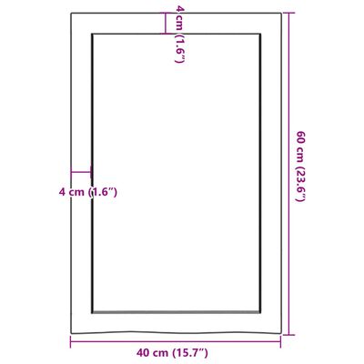 vidaXL kezeletlen tömör fa fürdőszobai pult 40x60x(2-6) cm