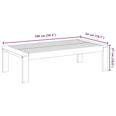 vidaXL tömör akácfa kerti asztal 100 x 50 x 27 cm