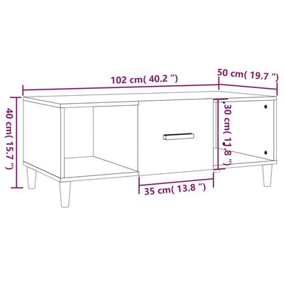 vidaXL magasfényű fehér szerelt fa dohányzóasztal 102 x 50 x 40 cm