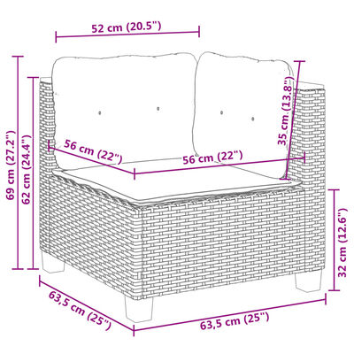 vidaXL 6 részes szürke polyrattan kerti ülőgarnitúra párnákkal