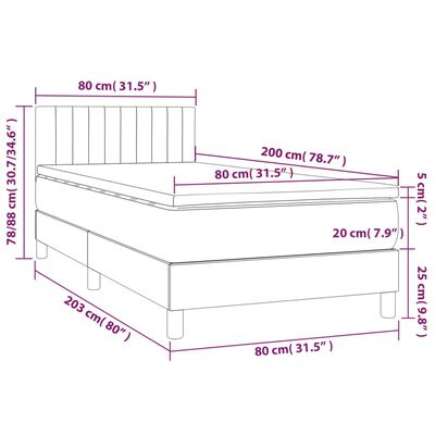 vidaXL sötétszürke szövet rugós ágy matraccal 80 x 200 cm