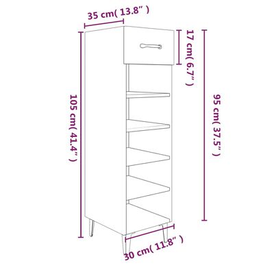 vidaXL betonszürke szerelt fa cipősszekrény 30 x 35 x 105 cm