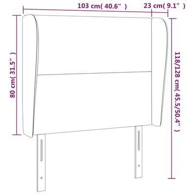 vidaXL fekete bársony fejtámla szárnyakkal 103 x 23 x 118/128 cm