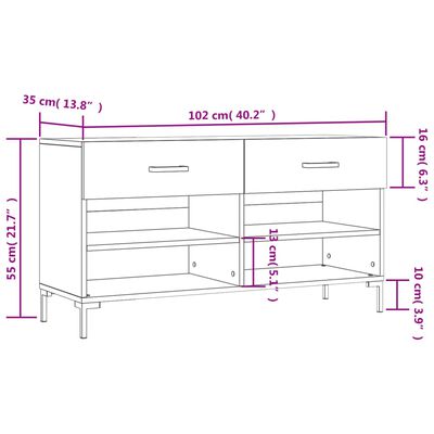 vidaXL magasfényű fehér szerelt fa cipőpolc 102x35x55 cm