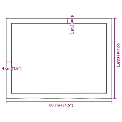 vidaXL kezeletlen tömör tölgyfa asztallap 80x60x(2-6) cm