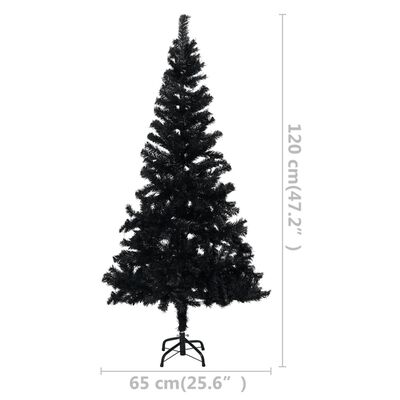 vidaXL fekete PVC megvilágított műkarácsonyfa gömb szettel 120 cm
