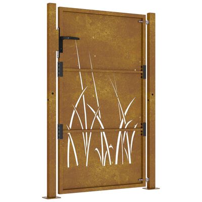 vidaXL fűmintás corten acél kerti kapu 105 x 130 cm