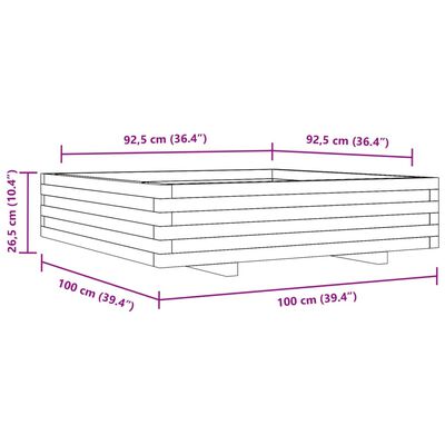 vidaXL viaszbarna tömör fenyőfa kerti virágláda 100 x 100 x 26,5 cm