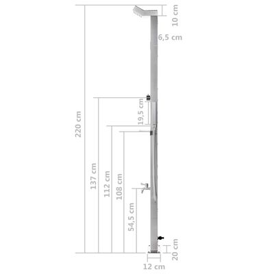 vidaXL rozsdamentes acél kerti zuhany szürke aljjal 225 cm