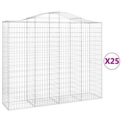 vidaXL 25 db íves horganyzott vas gabion kosár 200x50x160/180 cm