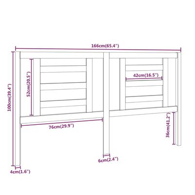 vidaXL tömör fenyőfa ágyfejtámla 166 x 4 x 100 cm