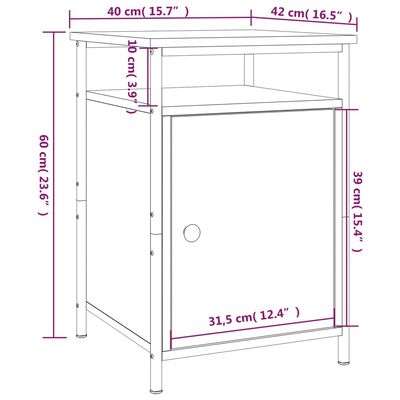 vidaXL 2 db fekete szerelt fa éjjeliszekrény 40 x 42 x 60 cm