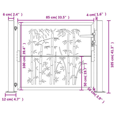 vidaXL antracitszürke acél bambuszmintás kertkapu 105 x 105 cm